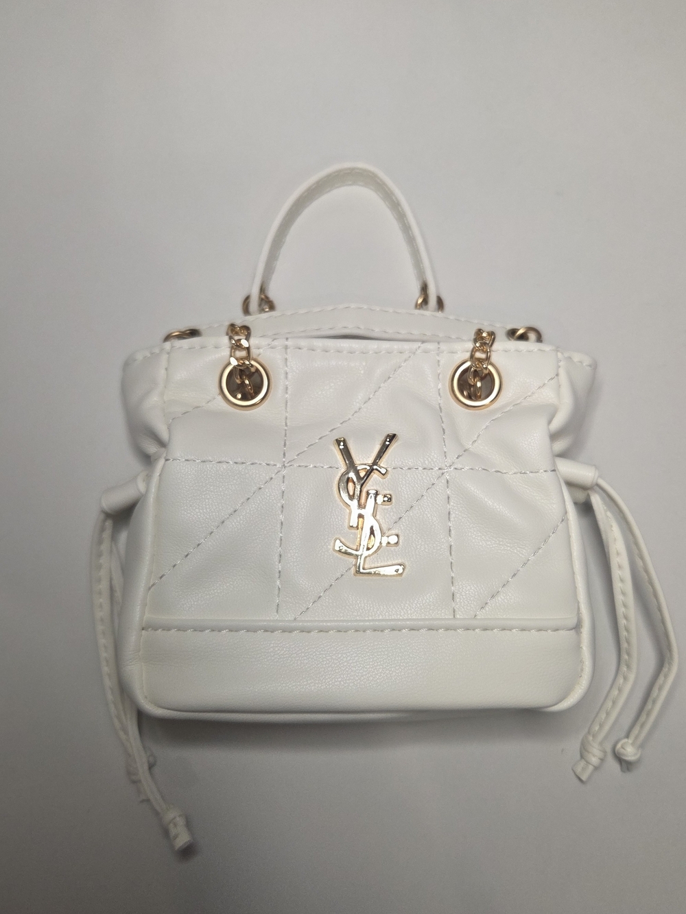 Yves Saint Laurent White Quilted Mini Top-Handle Bag with Gold Hardware
